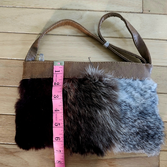 Elegant Brown and Grey Fur Women's Bag - Picture 7 of 7